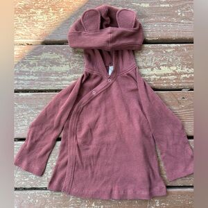 Kate Quinn Mauve/Burgundy Kids Sweater with Bear Ears and Buttons Across Front